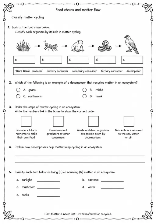 Classify matter cycling