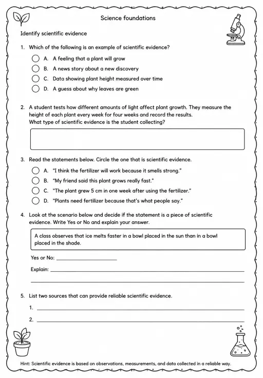 Identify scientific evidence