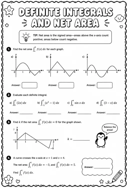 Definite integrals and net area