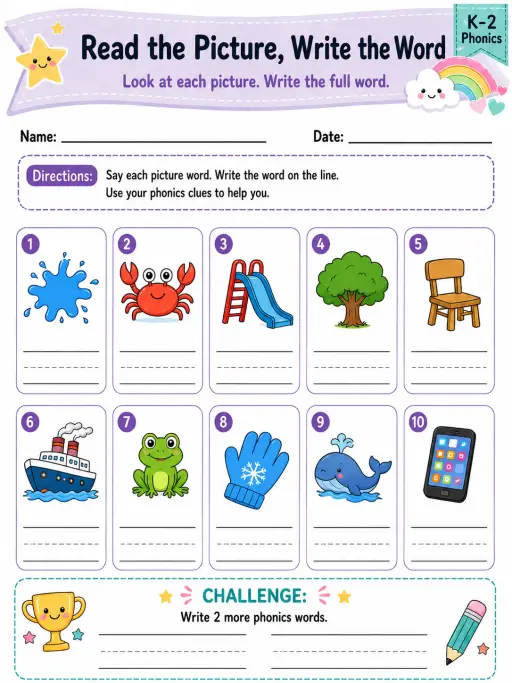 Read the Picture, Write the Word - Set 2