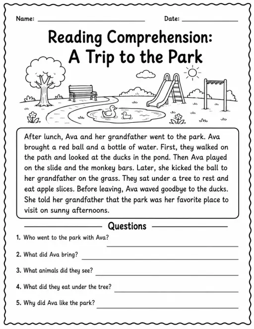 Reading Comprehension: A Trip to the Park