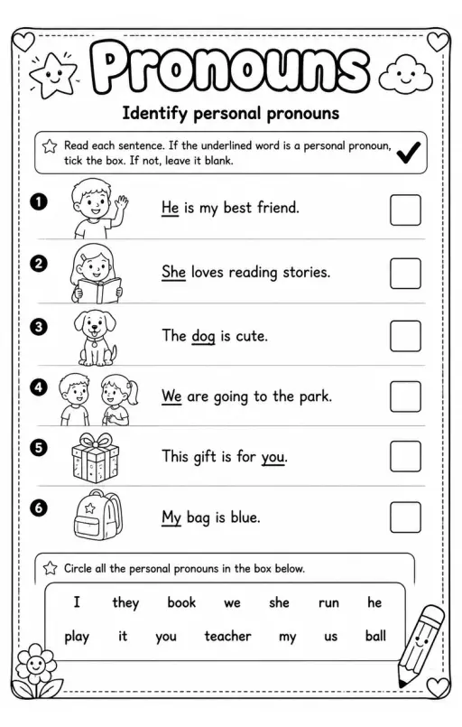 Identify personal pronouns