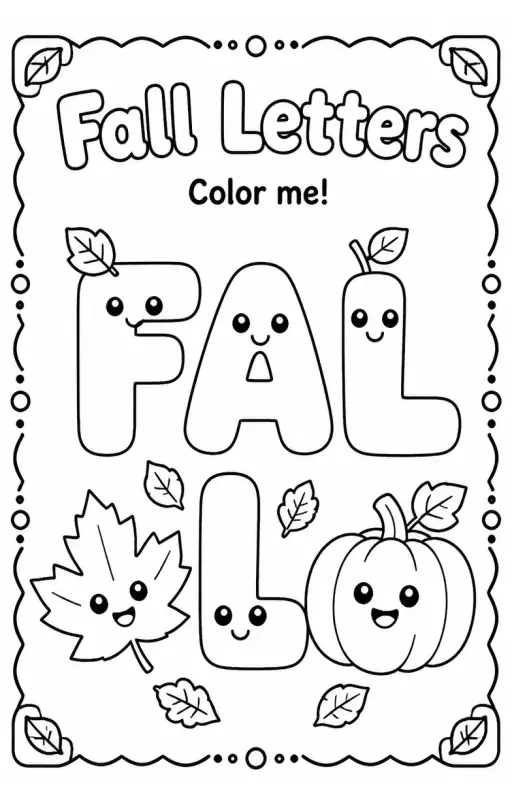 Fall Letters Coloring Page