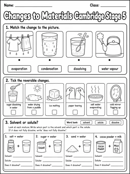 Changes to Materials Cambridge Stage 5