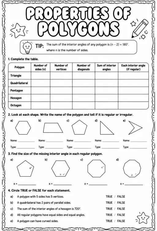 Properties of polygons