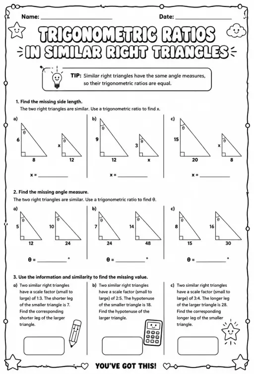 Trigonometric ratios in similar right triangles