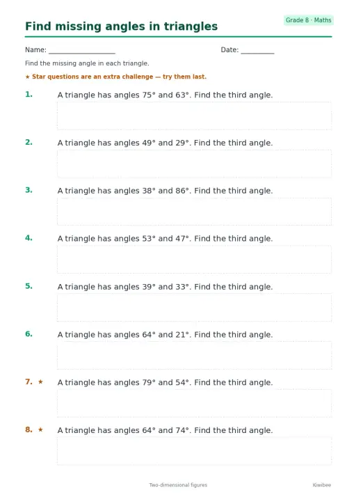 Find missing angles in triangles