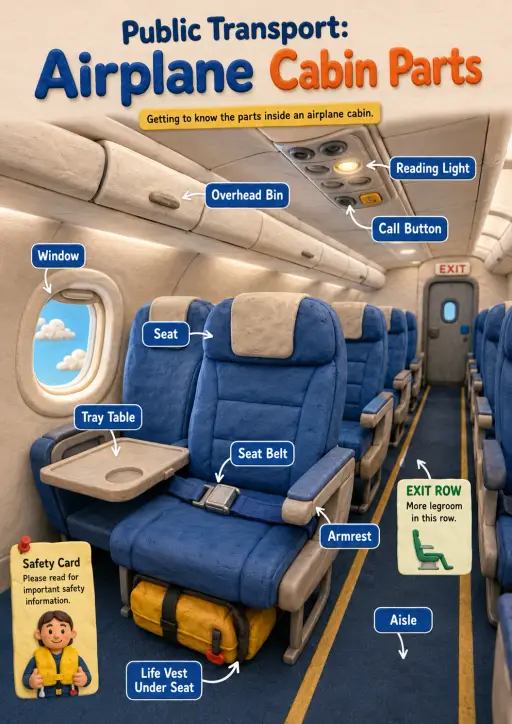Airplane cabin parts Public Transport Infographic