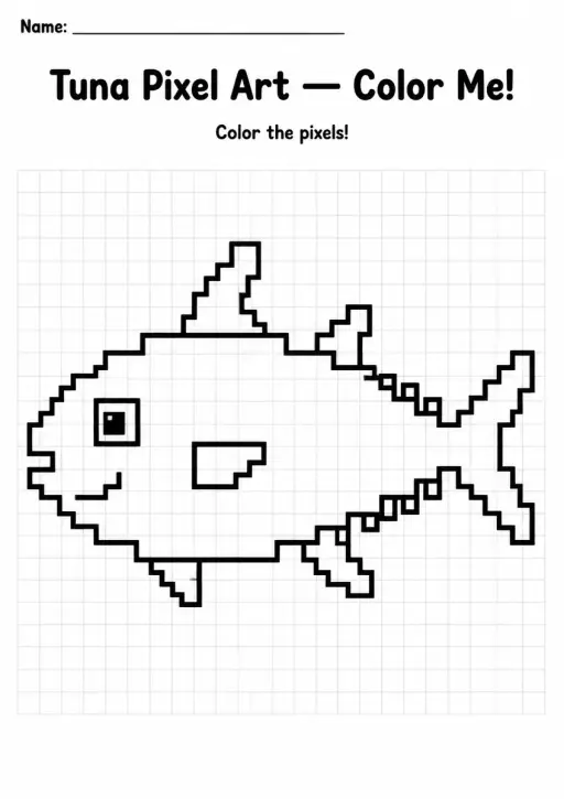 Tuna Pixel Art Coloring Page