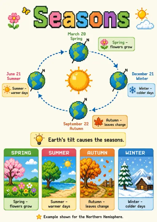 Seasons Earth and Space Infographic