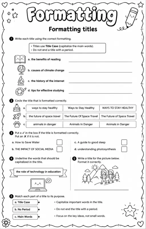 Formatting titles