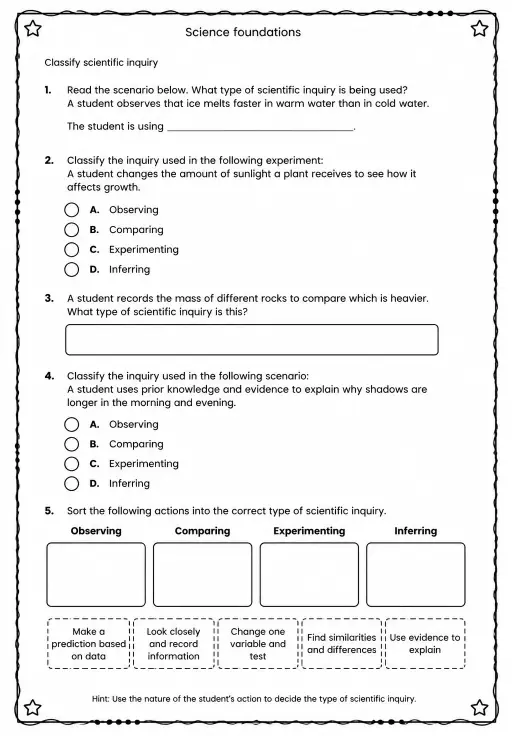 Classify scientific inquiry