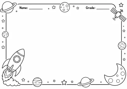 Drawing Frames: Mixed Theme Borders Worksheet Pack