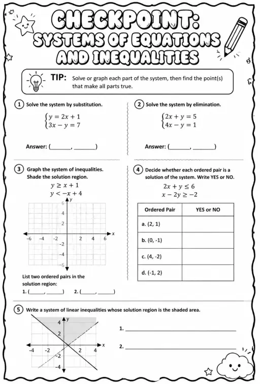 Checkpoint: Systems of equations and inequalities