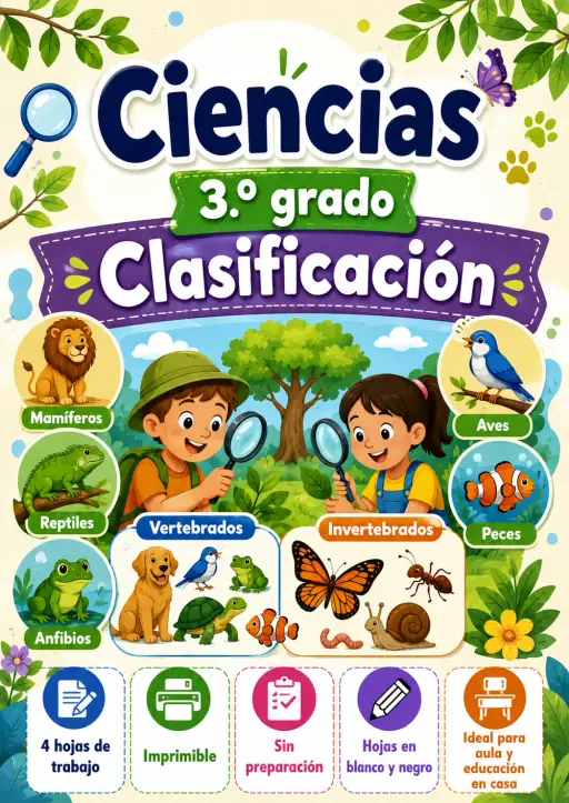 3.º grado - Clasificación - Paquete de ciencias en español