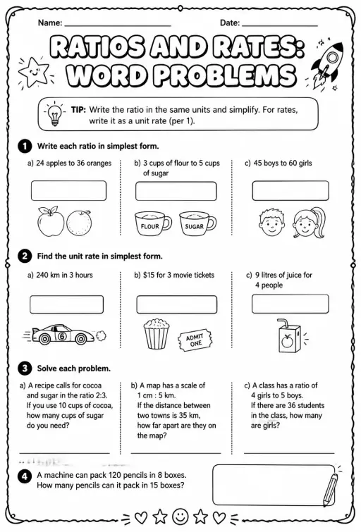Ratios and rates: word problems