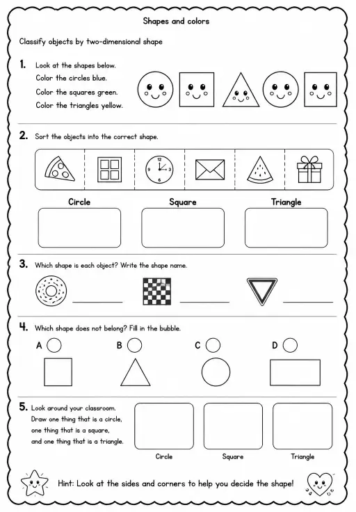 Classify objects by two-dimensional shape