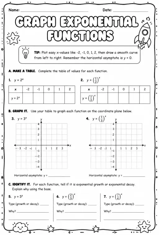 Graph exponential functions