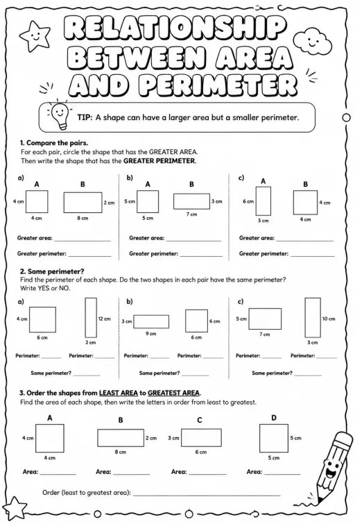 Relationship between area and perimeter