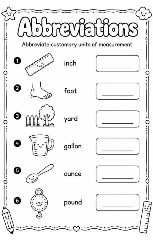 Abbreviate customary units of measurement