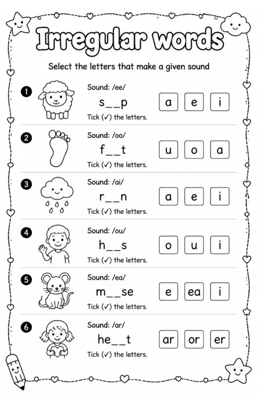 Select the letters that make a given sound