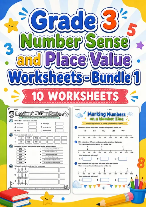 Grade 3 Number Sense and Place Value Worksheets - Pack 1