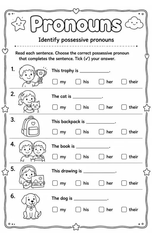 Identify possessive pronouns