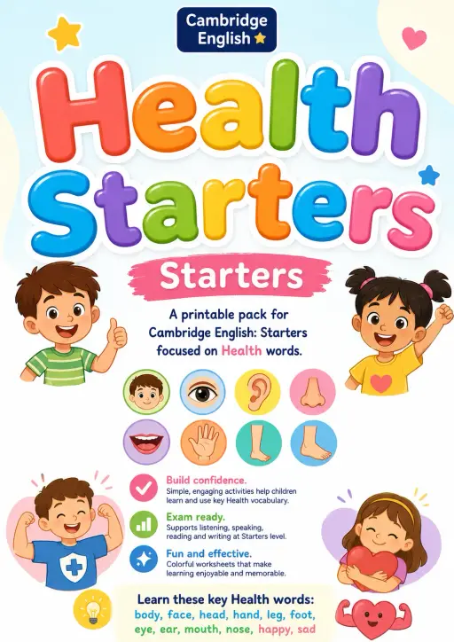 Health Starters Vocabulary Worksheet Pack