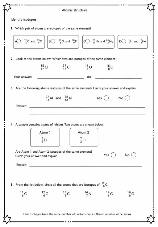 Identify isotopes