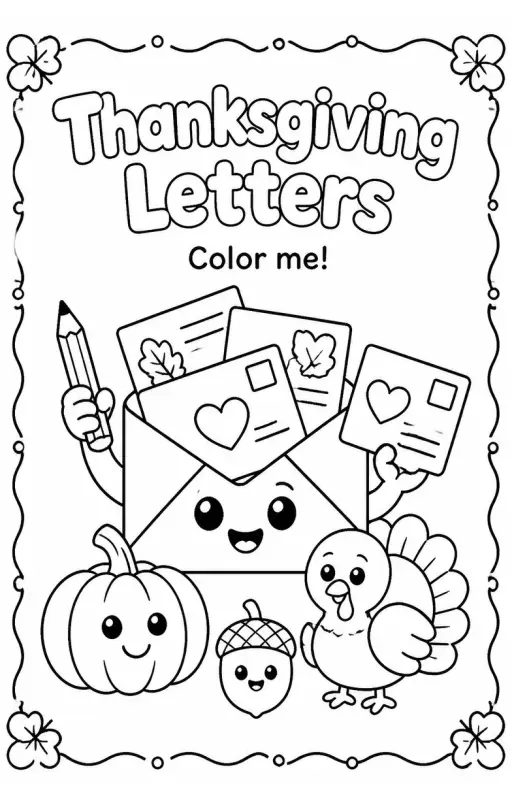 Thanksgiving Letters Coloring Page