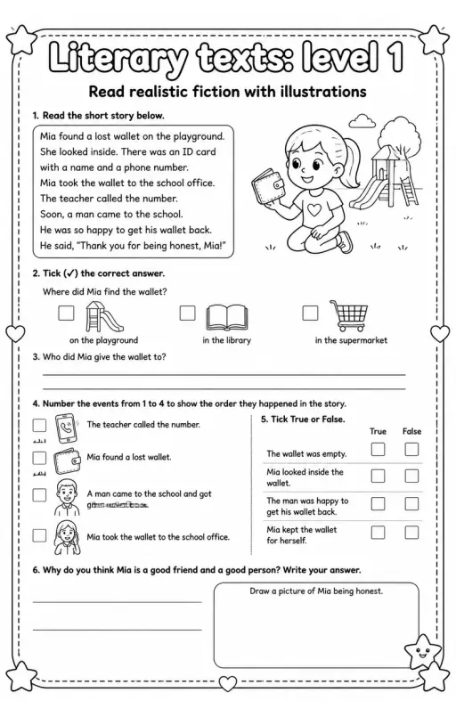 Read realistic fiction with illustrations