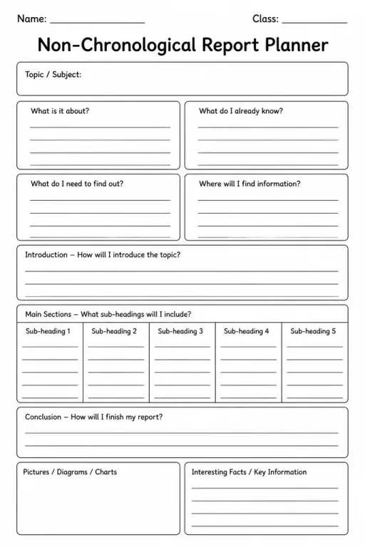 Non-Chronological Report Planner