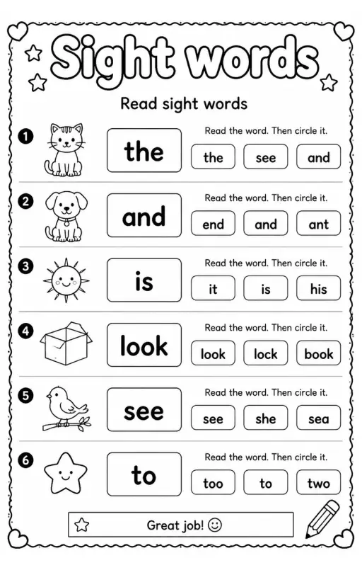 Read sight words
