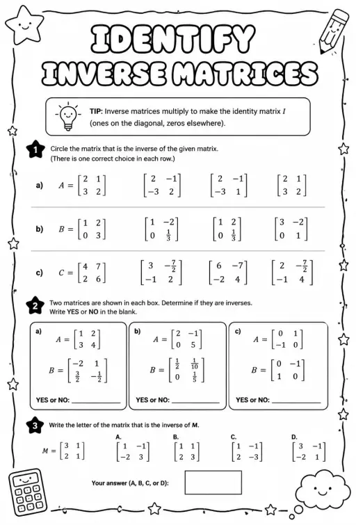 Identify inverse matrices