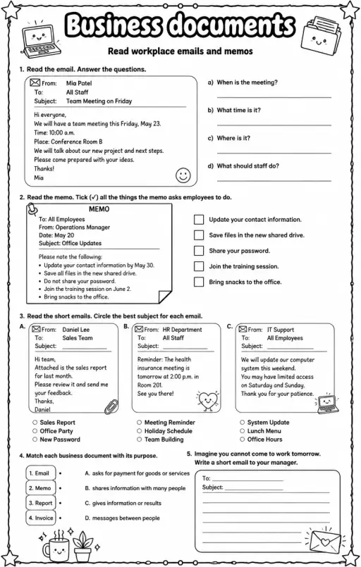 Read workplace emails and memos