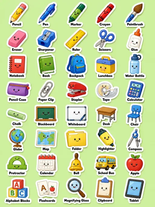 Mixed Vocabulary Printable Sticker Sheet