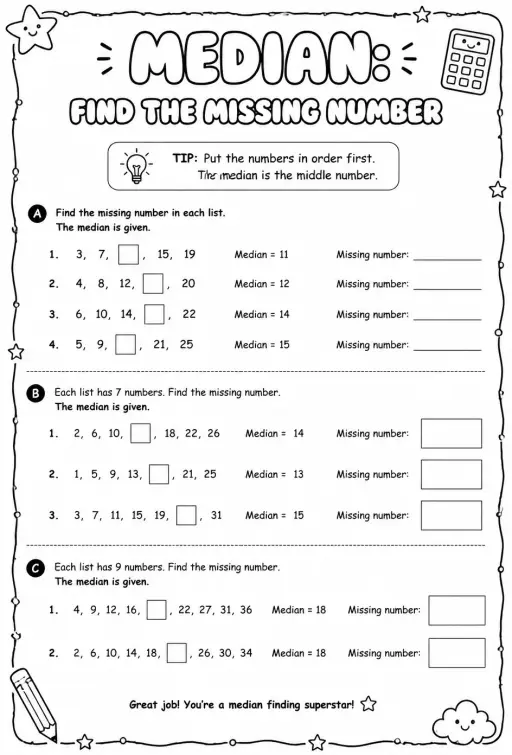 Median: find the missing number