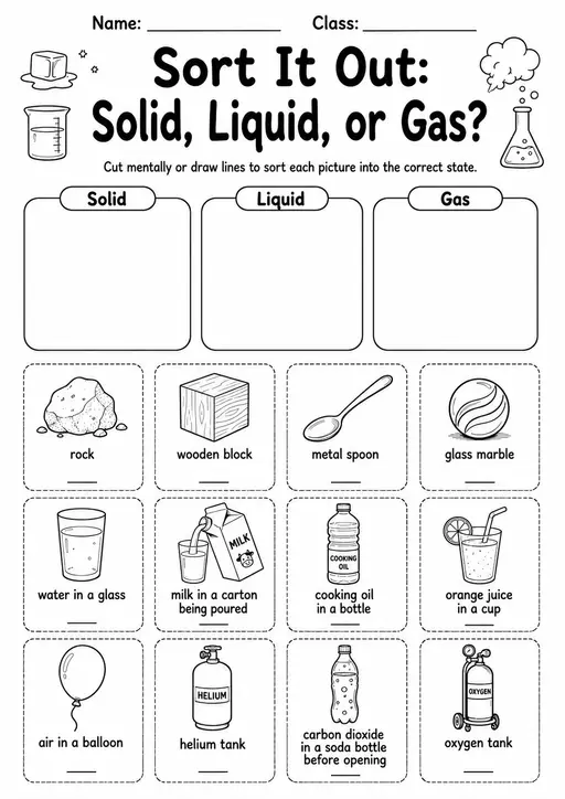 States of Matter Pack | 10 Worksheets | Grade 6 Chemistry
