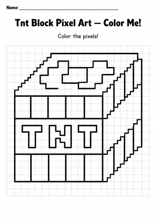 Tnt Block Pixel Art Coloring Page