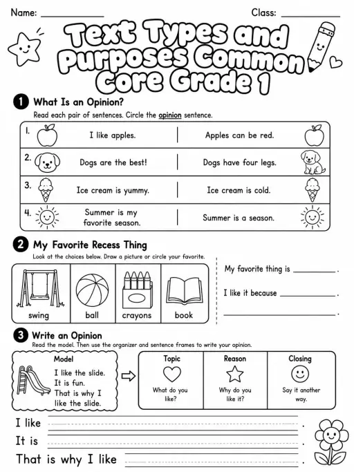 Text Types and Purposes Common Core Grade 1