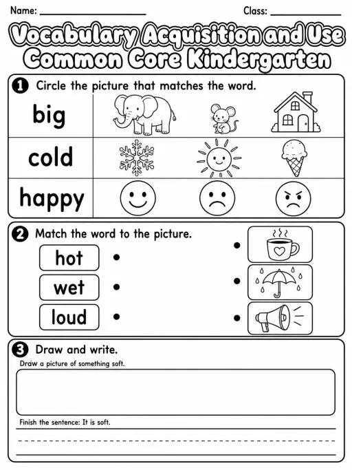 Vocabulary Acquisition and Use Common Core Kindergarten