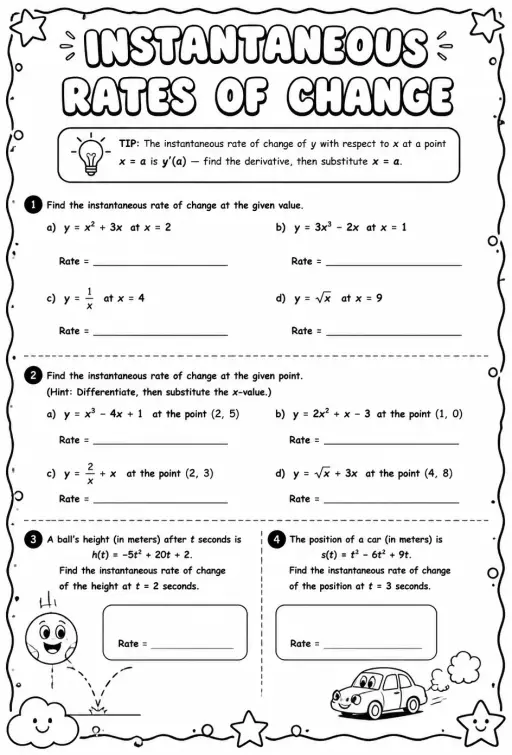 Find instantaneous rates of change
