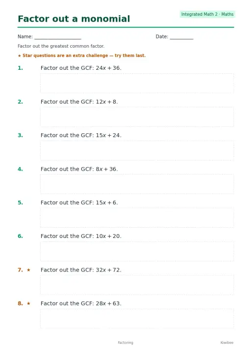 Factor out a monomial
