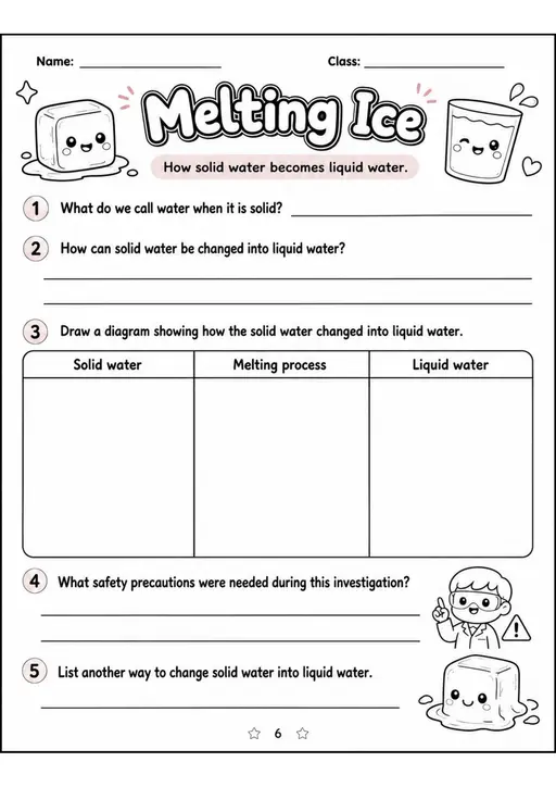 Melting Ice - Grade 3 Science Worksheet
