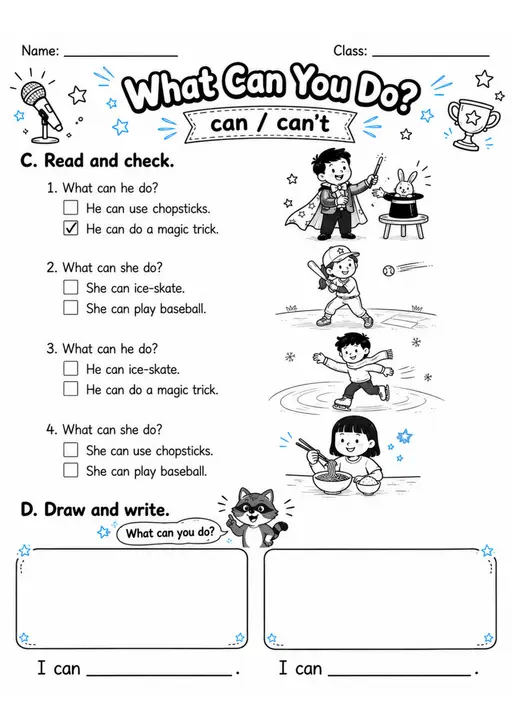 What Can You Do? | Grades 2-3 Grammar Worksheet