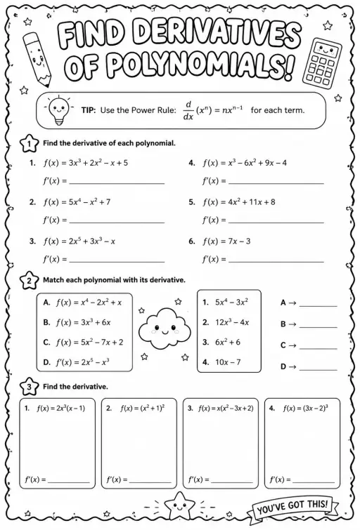 Find derivatives of polynomials