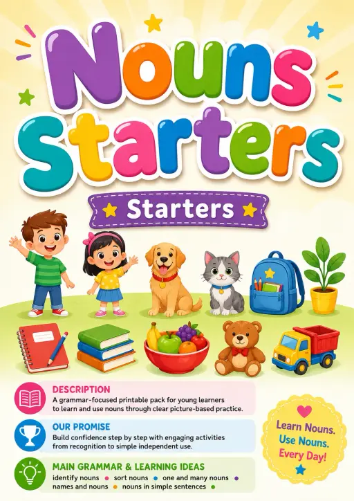 Nouns Starters Grammar Worksheet Pack