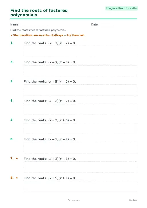 Find the roots of factored polynomials