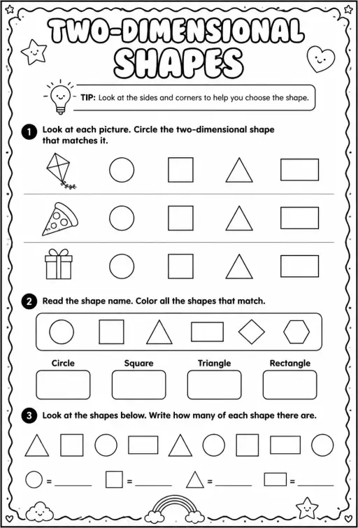 Select two-dimensional shapes