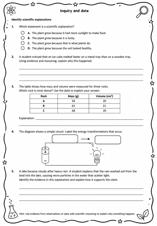 Identify scientific explanations